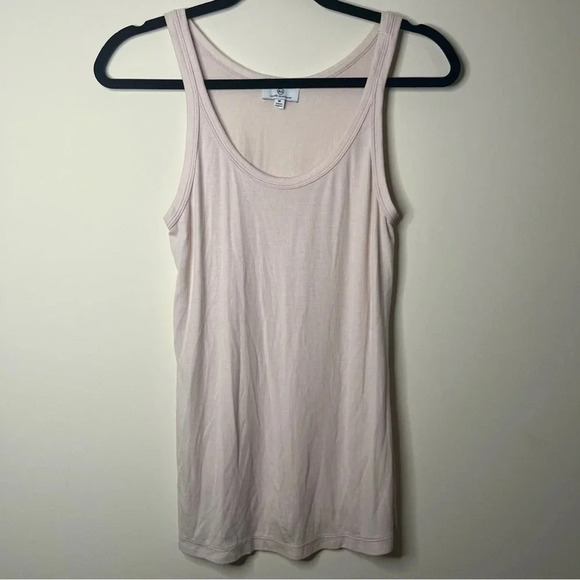 AG ADRIANO GOLDSCHMIED Jaxon Ribbed Blush Pink Basic Layering Tank Top - Picture 7 of 13